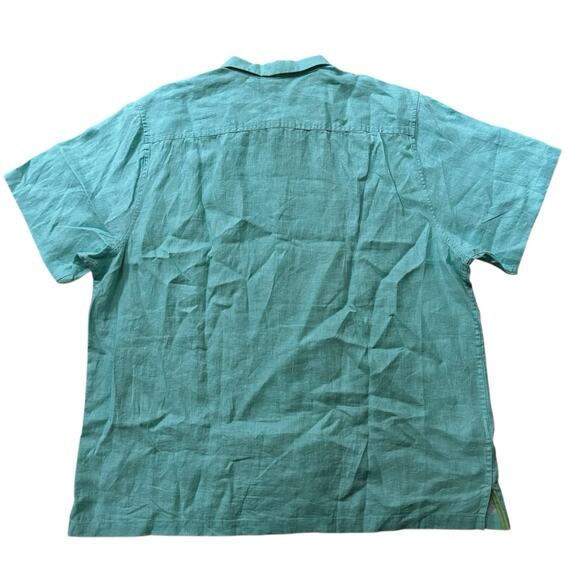 Tommy Bahama Green Sea Glass LInen Short Sleeve Camp Shirt XXL 2XL NWOT - Picture 2 of 9